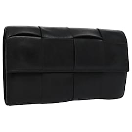 Autre Marque-BOTTEGA VENETA Long Wallet Leather Black Auth 105921-Black
