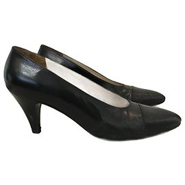 CHANEL Heels T.EU 37.5 Leather Black