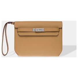 Hermès-HERMES Kelly Depeches Leather Bag Beige - 102483-Beige