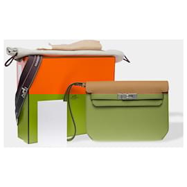 Hermès-HERMES Kelly Depeches Leather Bag Beige - 102483-Beige