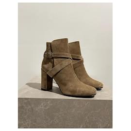 Saint Laurent-SAINT LAURENT Ankle boots T.EU 37.5 Suede-Beige