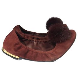LOUIS VUITTON Ballet flats T.EU 38 Suede Dark red
