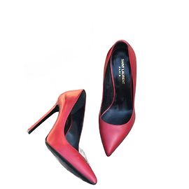SAINT LAURENT Heels T.EU 37 Leather Red