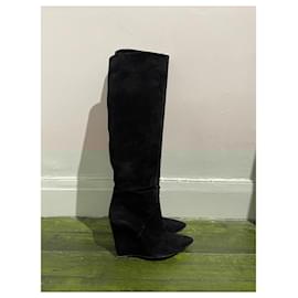 Saint Laurent-SAINT LAURENT Boots T.EU 37.5 Suede-Black