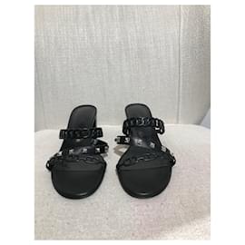 Hermès-HERMES Sandals T.EU 38 Leather-Black