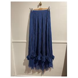 Robe YVES SAINT LAURENT T.International XS Soie Bleu