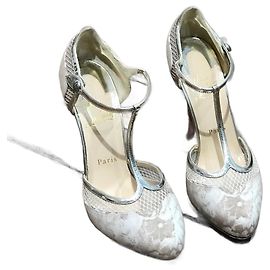 CHRISTIAN LOUBOUTIN Saltos T.EU 37.5 Tecido Branco