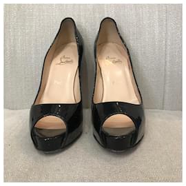 Christian Louboutin-CHRISTIAN LOUBOUTIN Talons T.EU 39.5 Cuir verni-Noir