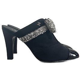 CHANEL Sandals T.EU 38.5 Cloth Black