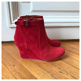 Bottines LANVIN T.EU 36 Suède Rouge