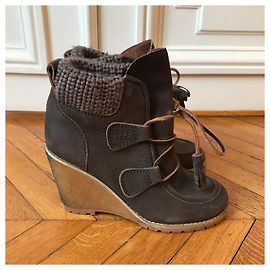 Chloé CHLOE Bottines T.EU 37.5 Cuir Gris