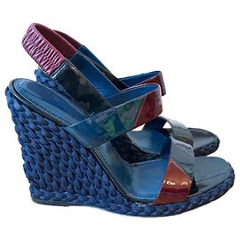 YVES SAINT LAURENT Sandals T.EU 37 Patent leather Navy blue