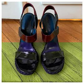 Yves Saint Laurent-YVES SAINT LAURENT Sandals T.EU 37 Patent leather-Navy blue