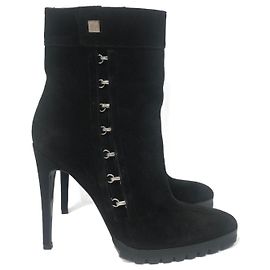 VERSACE Ankle boots T.EU 36 Suede Black