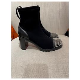 Christian Louboutin-CHRISTIAN LOUBOUTIN Bottines T.EU 39.5 Cuir-Noir