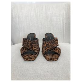 Saint Laurent-SAINT LAURENT Sandals T.EU 38 Pony-style calfskin-Brown
