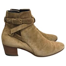 SAINT LAURENT Botas de tornozeleira T.EU 36.5 Camurça Camelo