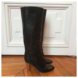 SERGIO ROSSI Boots T.EU 37.5 Leather Black
