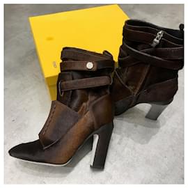 Fendi-FENDI Ankle boots T.EU 39 Pony-style calfskin-Brown