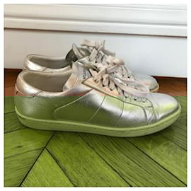 Saint Laurent-SAINT LAURENT Trainers T.EU 36 Leather-Silvery