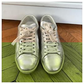 Saint Laurent-SAINT LAURENT Trainers T.EU 36 Leather-Silvery