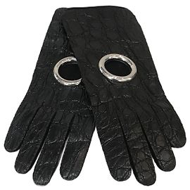 Gants BALENCIAGA T.pouces 7 Cuir Noir
