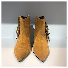 Saint Laurent-SAINT LAURENT Ankle boots T.EU 36.5 Suede-Camel