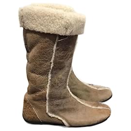 Prada-PRADA Boots T.EU 37 Leather-Beige