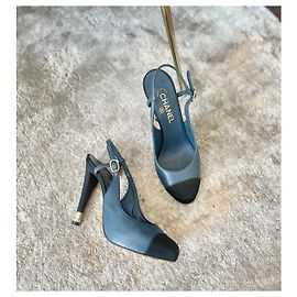 CHANEL Heels T.EU 39.5 Leather Blue