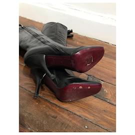 Louis Vuitton-LOUIS VUITTON Boots T.EU 37.5 Leather-Black