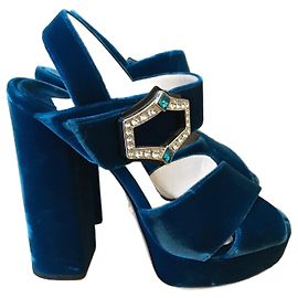 Sandali PRADA T.EU 37 Velluto Blu