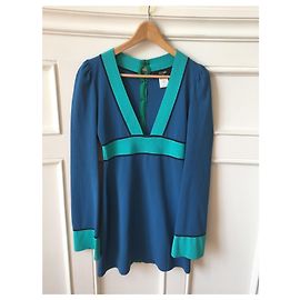 Robe AZZARO T.International S Viscose Bleu