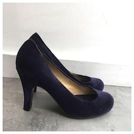 Lanvin-LANVIN Heels T.EU 37 Velvet-Navy blue