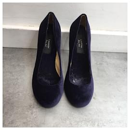 Lanvin-LANVIN Heels T.EU 37 Velvet-Navy blue