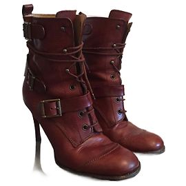 DOLCE & GABBANA Botas de tornozelo T.EU 39 Couro Marrom