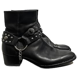 Saint Laurent-SAINT LAURENT Ankle boots T.EU 36.5 Leather-Black