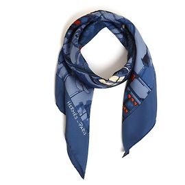 Hermès 2006 Lenço Quadrado 90 Os Telhados de Paris Lenço de Seda Twill Azul Hermes Azul marinho
