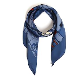 Hermès-Hermès 2006 Square Scarf 90 The Rooftops of Paris Navy Silk Twill Scarf Hermes-Navy blue