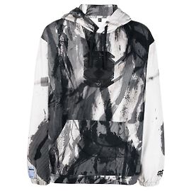 MCQ POR ALEXANDER MCQUEEN Sudadera con capucha de algodón con estampado gráfico en negro Negro Blanco