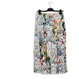 Gucci-Gucci 2017 Flora Silk Twill Pleated Skirt FR38 UK 10 US8-Multiple colors