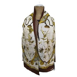 Lenço de seda Hermès Grande Tenue Marrom Marrom