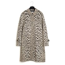 Céline-Celine 2019 Coat FR38 Animal Print Cotton Slimane Trench Coat UK10 US8 Céline-Leopard print