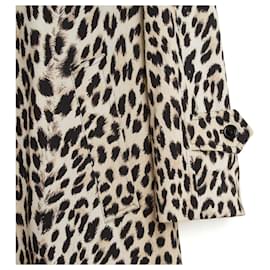 Céline-Celine 2019 Coat FR38 Animal Print Cotton Slimane Trench Coat UK10 US8 Céline-Leopard print