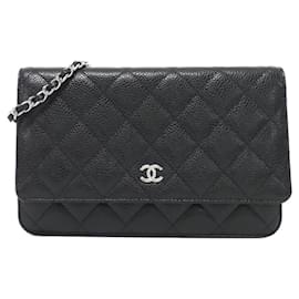 Chanel-Chanel Timeless Classic Line AP0250 Chain Wallet-Black,Dark red
