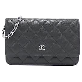 Chanel-Chanel Timeless Classic Line AP0250 Chain Wallet-Black,Dark red