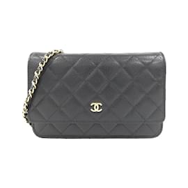 Chanel-Chanel Timeless Classic Line AP0250 Chain Wallet-Black,Dark red