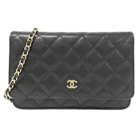 Chanel-Chanel Timeless Classic Line AP0250 Chain Wallet-Black,Dark red