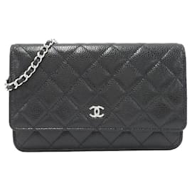 Chanel-Chanel Timeless Classic Line AP0250 Chain Wallet-Black,Dark red