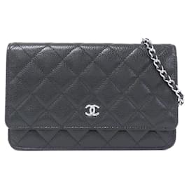 Chanel-Chanel Timeless Classic Line AP0250 Chain Wallet-Black,Dark red