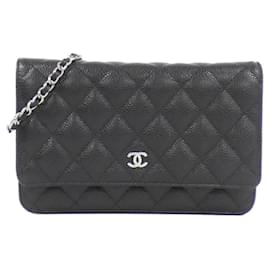 Chanel-Chanel Timeless Classic Line AP0250 Chain Wallet-Black,Dark red
